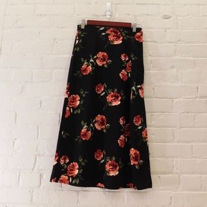 🌹 BP X Claudia Sulewski Rose Floral Side-Slit Midi Skirt Small 🌹